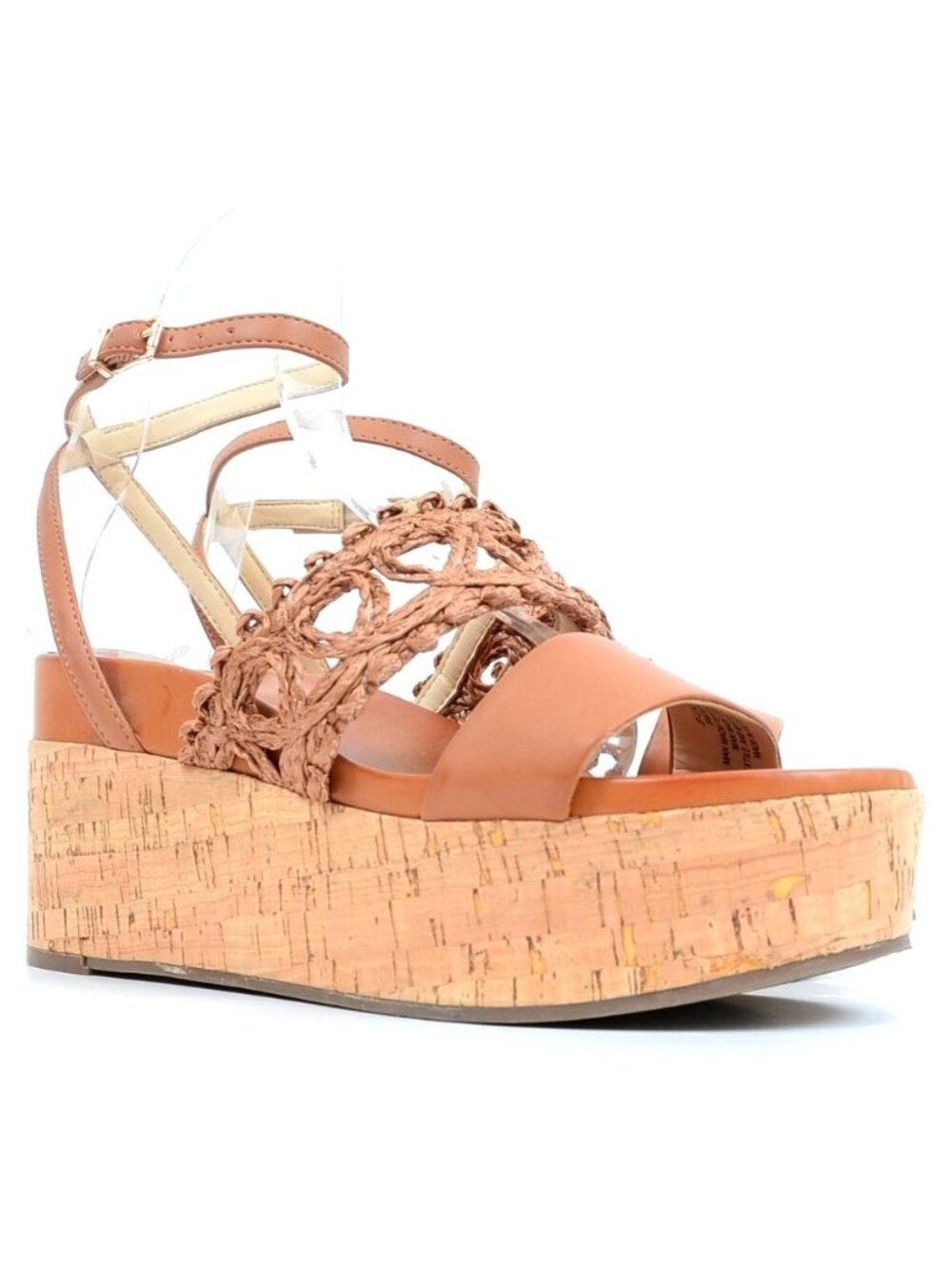 Jessica Simpson Women's 8 Brown Callri Woven Raffia Platform Wedge Sandals Boho
